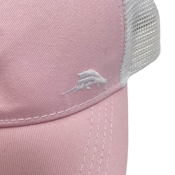Tommy Bahama Tip Your Cap Marlin Logo Adult Cap Strap Back Mesh Pink White New - Picture 3 of 4